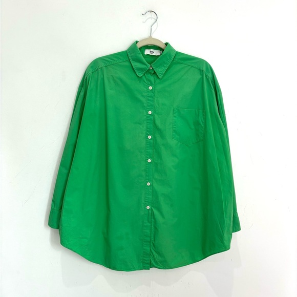 The Frankie Shop -Melody Oversized Organic Cotton-poplin Shirt in Green - Picture 8 of 11